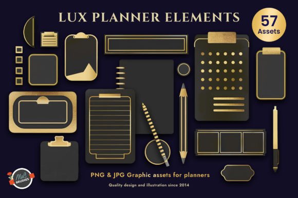 Luxury Gold Planner Elements for Digital Design